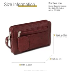 DrachenLeder Handgelenktasche Herren braun Echtleder Herrenhandtasche OTJ502N