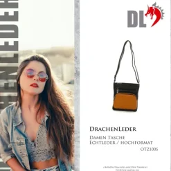 DrachenLeder Handtasche Leder schwarz Damen OTZ100S