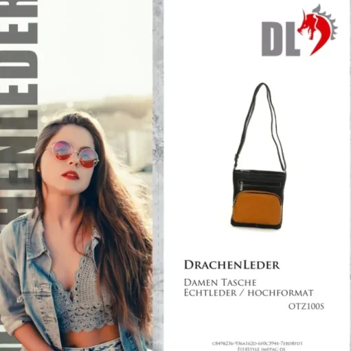 DrachenLeder Handtasche Leder schwarz Damen OTZ100S