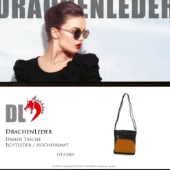 DrachenLeder Handtasche Leder schwarz Damen OTZ100S