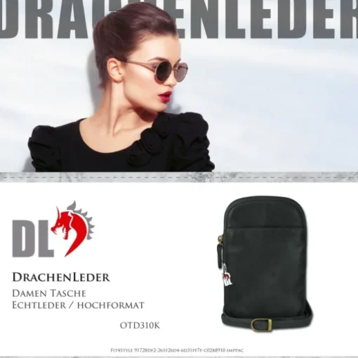 Drachenleder Handytasche Mini-Handtasche Leder grau OTD310K