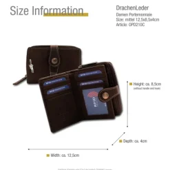 DrachenLeder Leder braun Portemonnaie Brieftasche RFID Schutz OPD210C