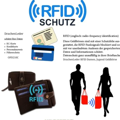 DrachenLeder Leder braun Portemonnaie Brieftasche RFID Schutz OPD210C