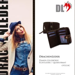 DrachenLeder Leder braun Portemonnaie Brieftasche RFID Schutz OPD210C