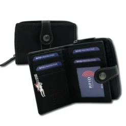 DrachenLeder Leder schwarz Portemonaie Brieftasche RFID Schutz OPD210S