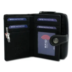 DrachenLeder Leder schwarz Portemonaie Brieftasche RFID Schutz OPD210S