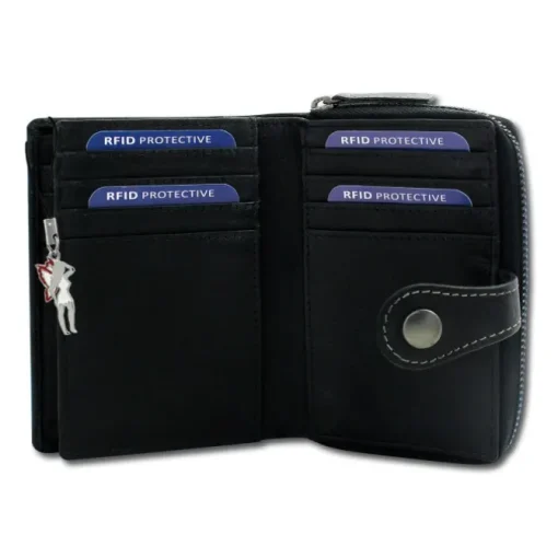 DrachenLeder Leder schwarz Portemonaie Brieftasche RFID Schutz OPD210S