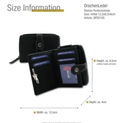 DrachenLeder Leder schwarz Portemonaie Brieftasche RFID Schutz OPD210S