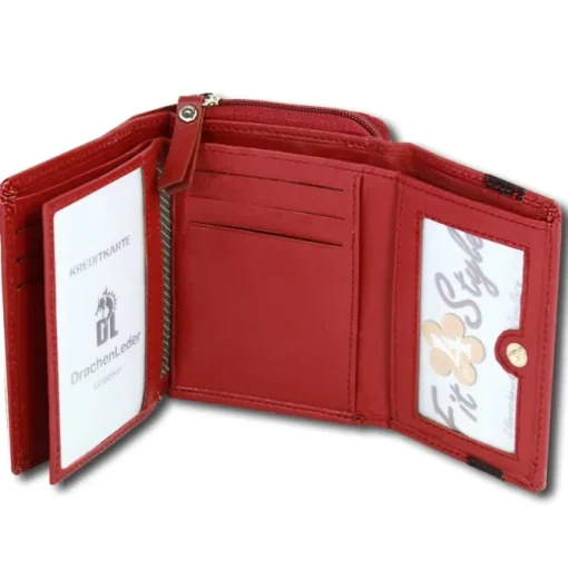 DrachenLeder rot schwarz Leder Portemonnaie Brieftasche OPZ100R