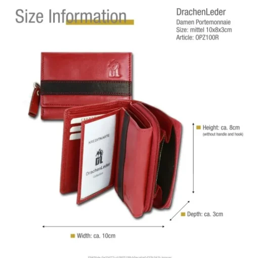 DrachenLeder rot schwarz Leder Portemonnaie Brieftasche OPZ100R