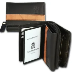 DrachenLeder schwarz braun Leder Portemonnaie Brieftasche OPZ100C
