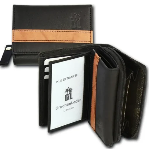 DrachenLeder schwarz braun Leder Portemonnaie Brieftasche OPZ100C