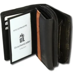 DrachenLeder schwarz braun Leder Portemonnaie Brieftasche OPZ100C