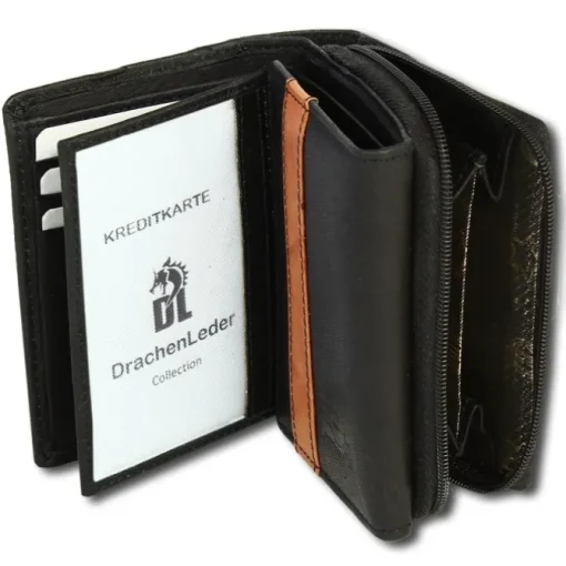 DrachenLeder schwarz braun Leder Portemonnaie Brieftasche OPZ100C