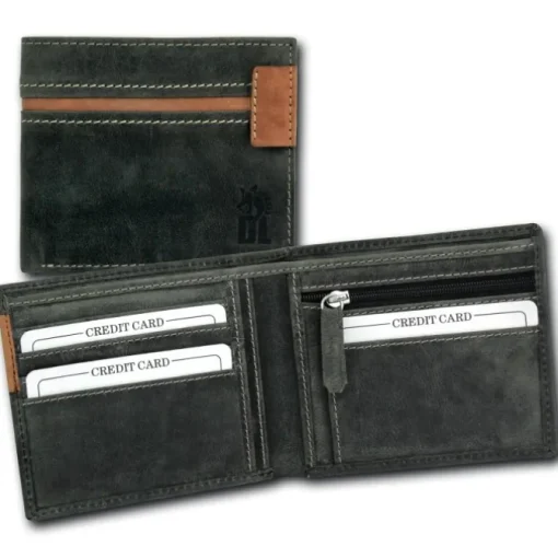 DrachenLeder Vintage grau, braun Echtleder Portemonnaie Brieftasche Herren OPT081K