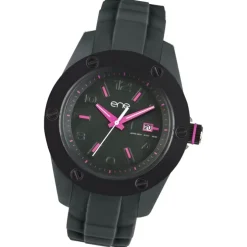 Ene Watch Modell 107 Woman, grau/pink, 42mm, Silikon-Armband UE72579