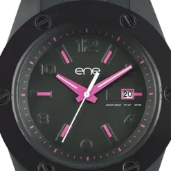 Ene Watch Modell 107 Woman, grau/pink, 42mm, Silikon-Armband UE72579