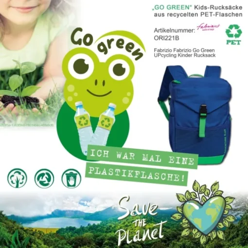 Fabrizio Go Green Kinderrucksack Polyester, recycelt blau ORI221B