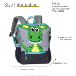 Fabrizio Go Green Kinderrucksack Drache Polyester, recycelt grau ORI220J