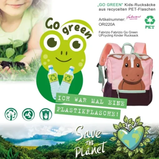Fabrizio Go Green Kinderrucksack Pferd Polyester, recycelt rosa ORI220A