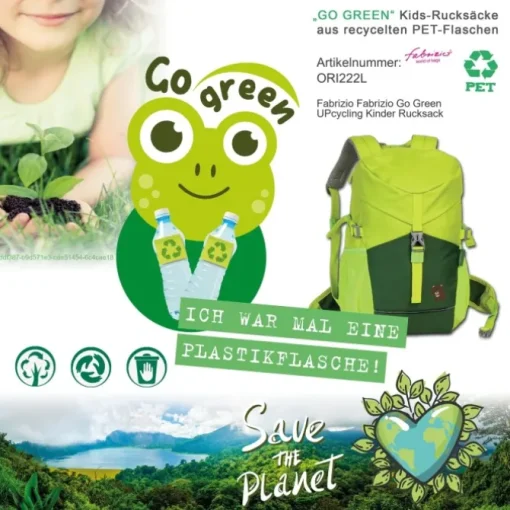 Fabrizio Go Green Kinderrucksack Polyester, recycelt lime ORI222L