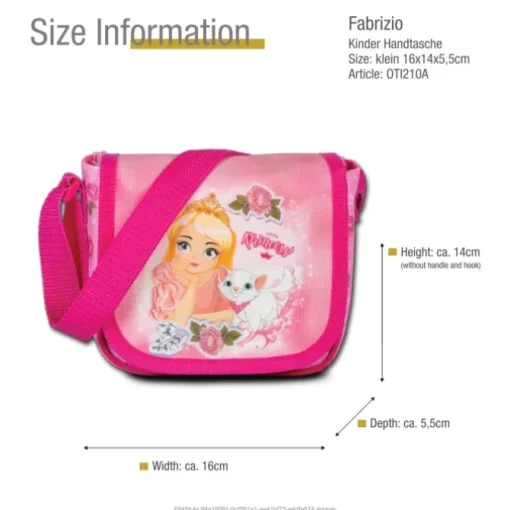 Fabrizio Kindergartentasche mit Little Princess und Katze rosa Glitzer OTI210A