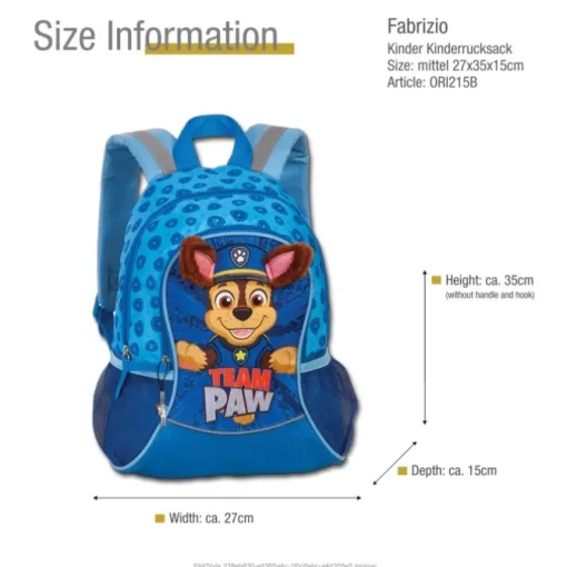 Fabrizio Paw Patrol Chase Kinderrucksack Polyester blau ORI215B