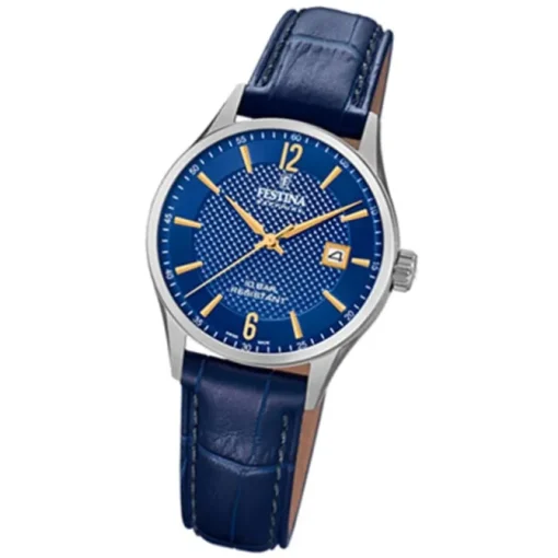Festina Damen Armbanduhr Swiss Made F20009/3 Quarz Leder blau UF20009/3
