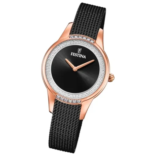 Festina Damen Armbanduhr Mademoiselle F20496/2 Edelstahl schwarz UF20496/2