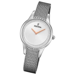 Festina Damen Armbanduhr Mademoiselle F20494/1 Analog Edelstahl silber UF20494/1