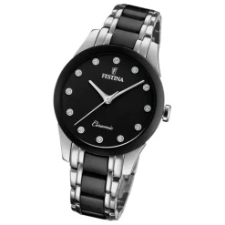 Festina Damen Armbanduhr F20499/3 Edelstahl Keramik silber schwarz UF20499/3