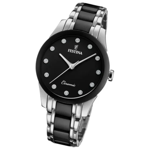 Festina Damen Armbanduhr F20499/3 Edelstahl Keramik silber schwarz UF20499/3