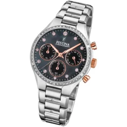 Festina Damen Armbanduhr Boyfriend F20401/4 Quarz Edelstahl silber UF20401/4