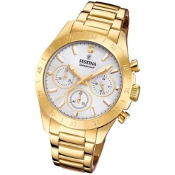 Festina Damen Armbanduhr Boyfriend F20400/1 Quarz Edelstahl gold UF20400/1