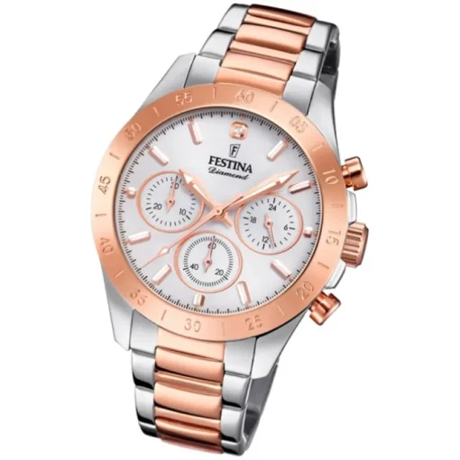Festina Damen Armbanduhr Boyfriend F20398/1 Edelstahl silber rosé UF20398/1