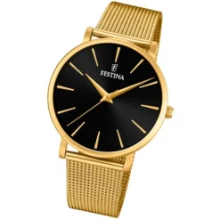 Festina Damen Armbanduhr Ladies Classic F20476/2 Quarz Edelstahl gold UF20476/2