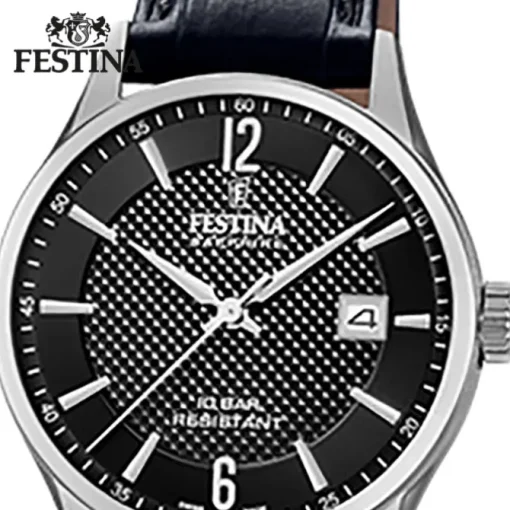 Festina Damen Armbanduhr Swiss Made F20009/4 Quarz Leder schwarz UF20009/4