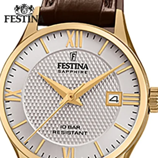 Festina Damen Armbanduhr Swiss Made F20011/2 Quarz Leder braun UF20011/2