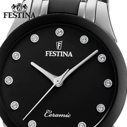 Festina Damen Armbanduhr F20499/3 Edelstahl Keramik silber schwarz UF20499/3