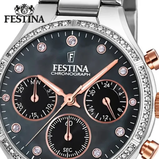 Festina Damen Armbanduhr Boyfriend F20401/4 Quarz Edelstahl silber UF20401/4