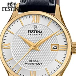 Festina Damen Armbanduhr Swiss Made F20011/1 Quarz Leder schwarz UF20011/1