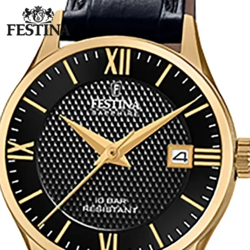 Festina Damen Armbanduhr Swiss Made F20011/4 Quarz Leder schwarz UF20011/4