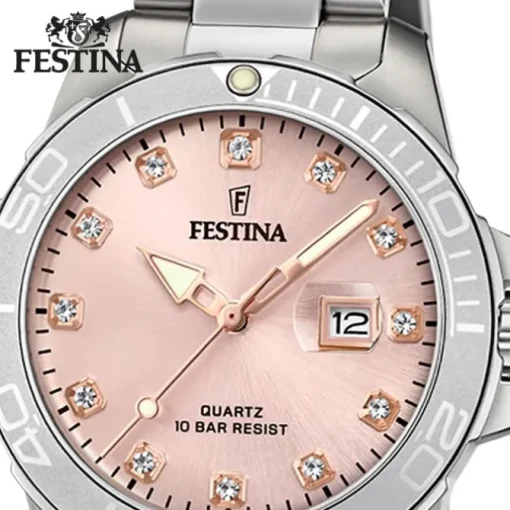 Festina Damen Armbanduhr Boyfriend F20503/2 Analog Edelstahl silber UF20503/2