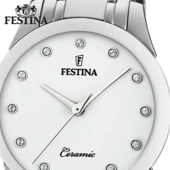 Festina Damen Armbanduhr F20499/1 Edelstahl Keramik silber weiß UF20499/1