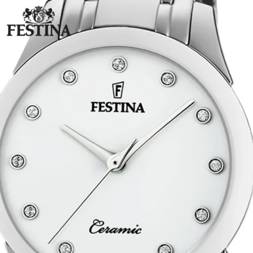 Festina Damen Armbanduhr F20499/1 Edelstahl Keramik silber weiß UF20499/1