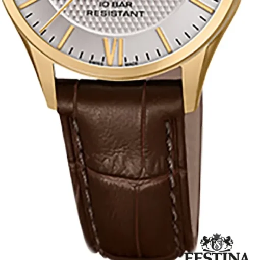 Festina Damen Armbanduhr Swiss Made F20011/2 Quarz Leder braun UF20011/2
