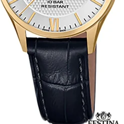 Festina Damen Armbanduhr Swiss Made F20011/1 Quarz Leder schwarz UF20011/1