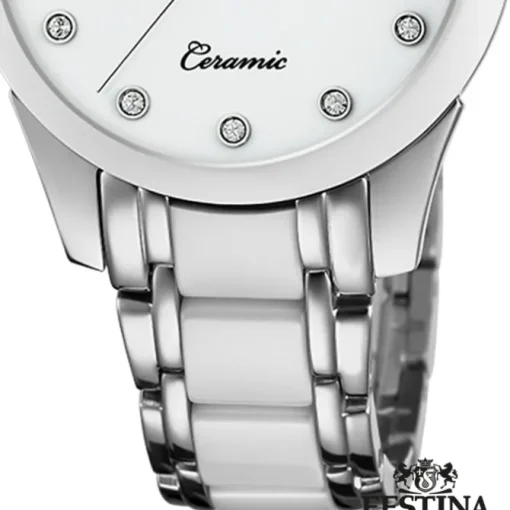 Festina Damen Armbanduhr F20499/1 Edelstahl Keramik silber weiß UF20499/1