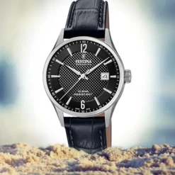 Festina Damen Armbanduhr Swiss Made F20009/4 Quarz Leder schwarz UF20009/4
