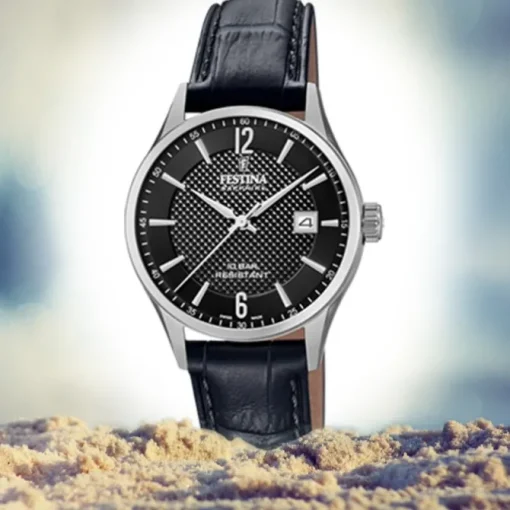 Festina Damen Armbanduhr Swiss Made F20009/4 Quarz Leder schwarz UF20009/4